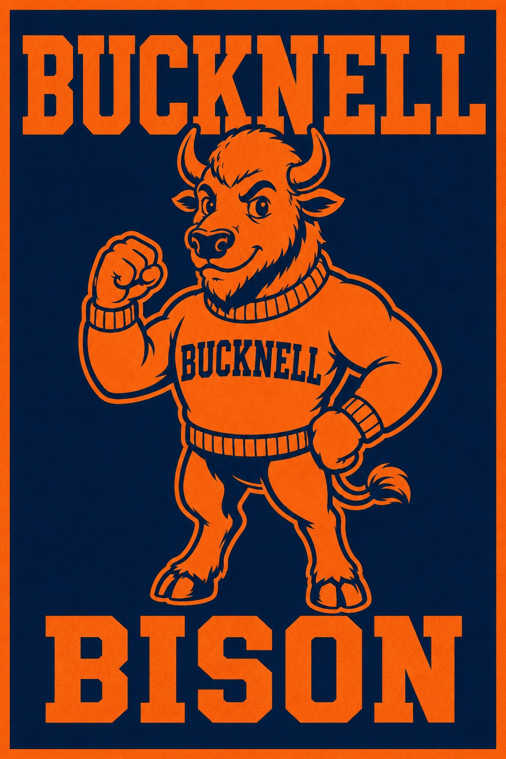 Bucknell Bison Orange and Navy Graphic Wall Art