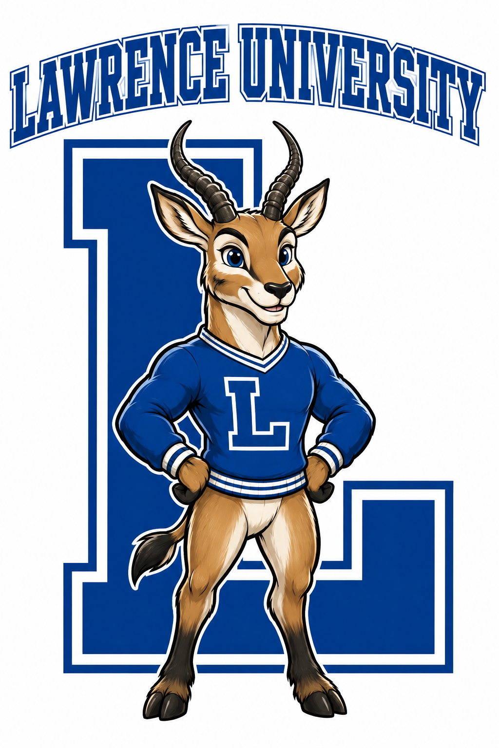 Lawrence University Blue Antelope Mascot Graphic Wall Art
