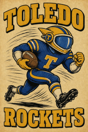 Toledo Rockets Football Player Vintage-Style Wall Art