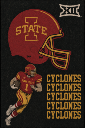 Iowa State Cyclones Football Helmet and Player Wall Art