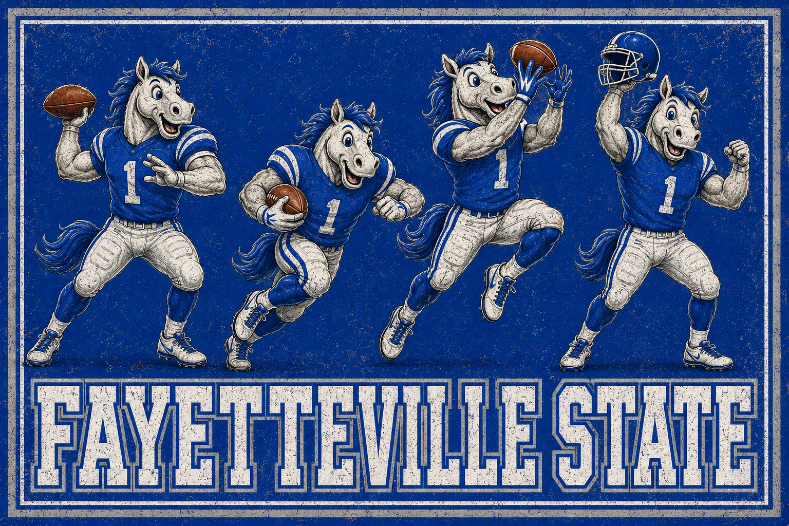 Fayetteville State Horse Football Players Vintage-Style Wall Art