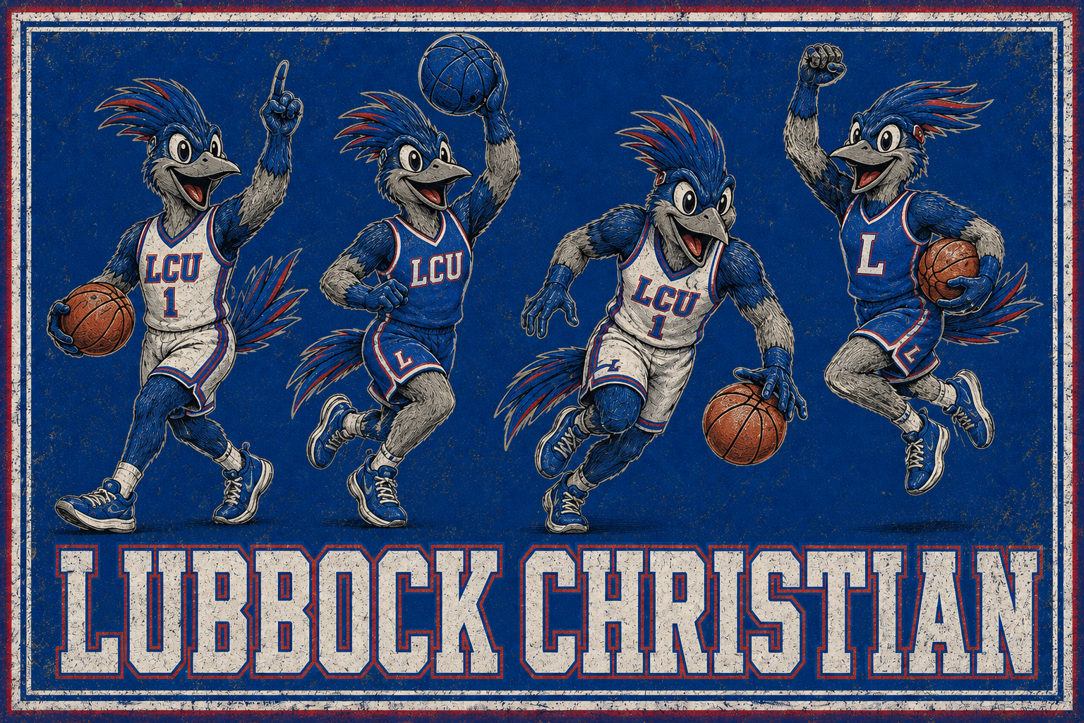 Lubbock Christian Basketball Mascots Vintage-Style Wall Art