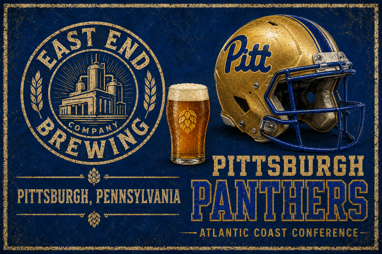 Pittsburgh Panthers East End Brewing Vintage-Style Wall Art