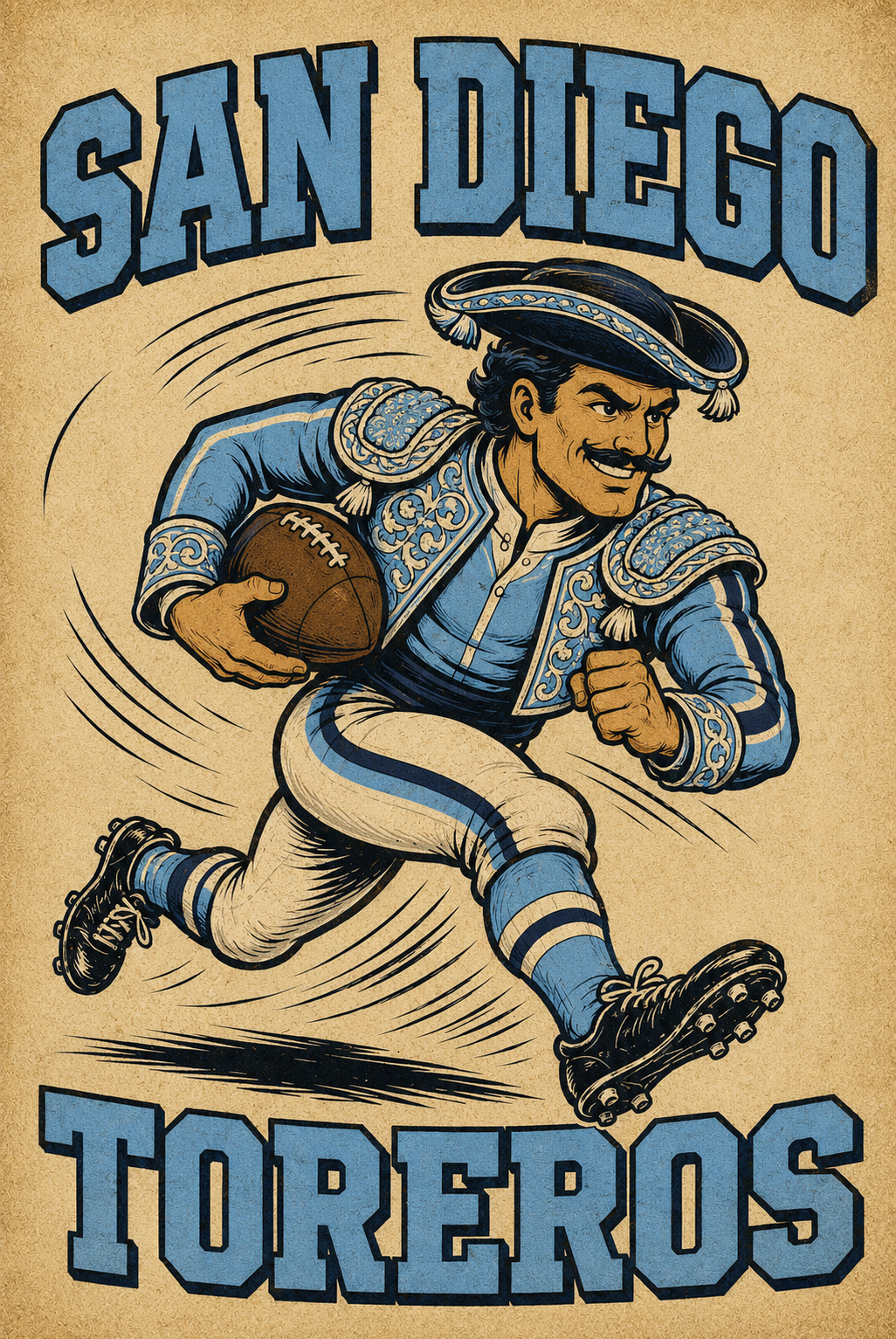 San Diego Toreros Vintage-Style Football Wall Art