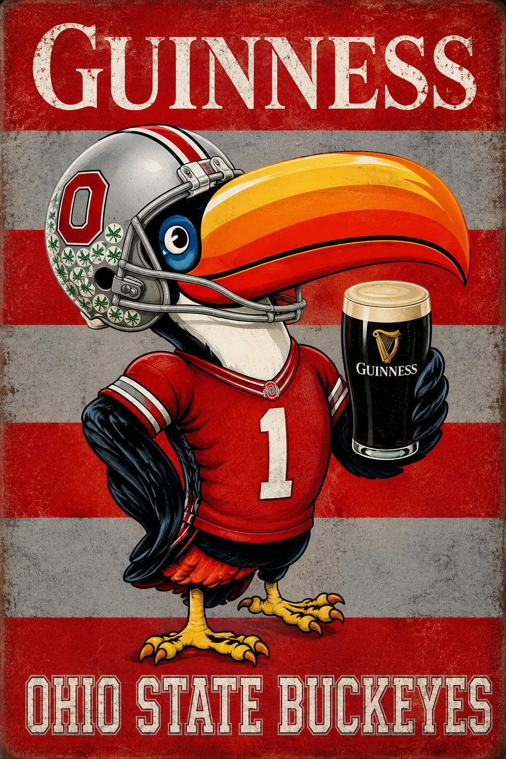 Guinness Football Buckeye Vintage-Style Wall Art