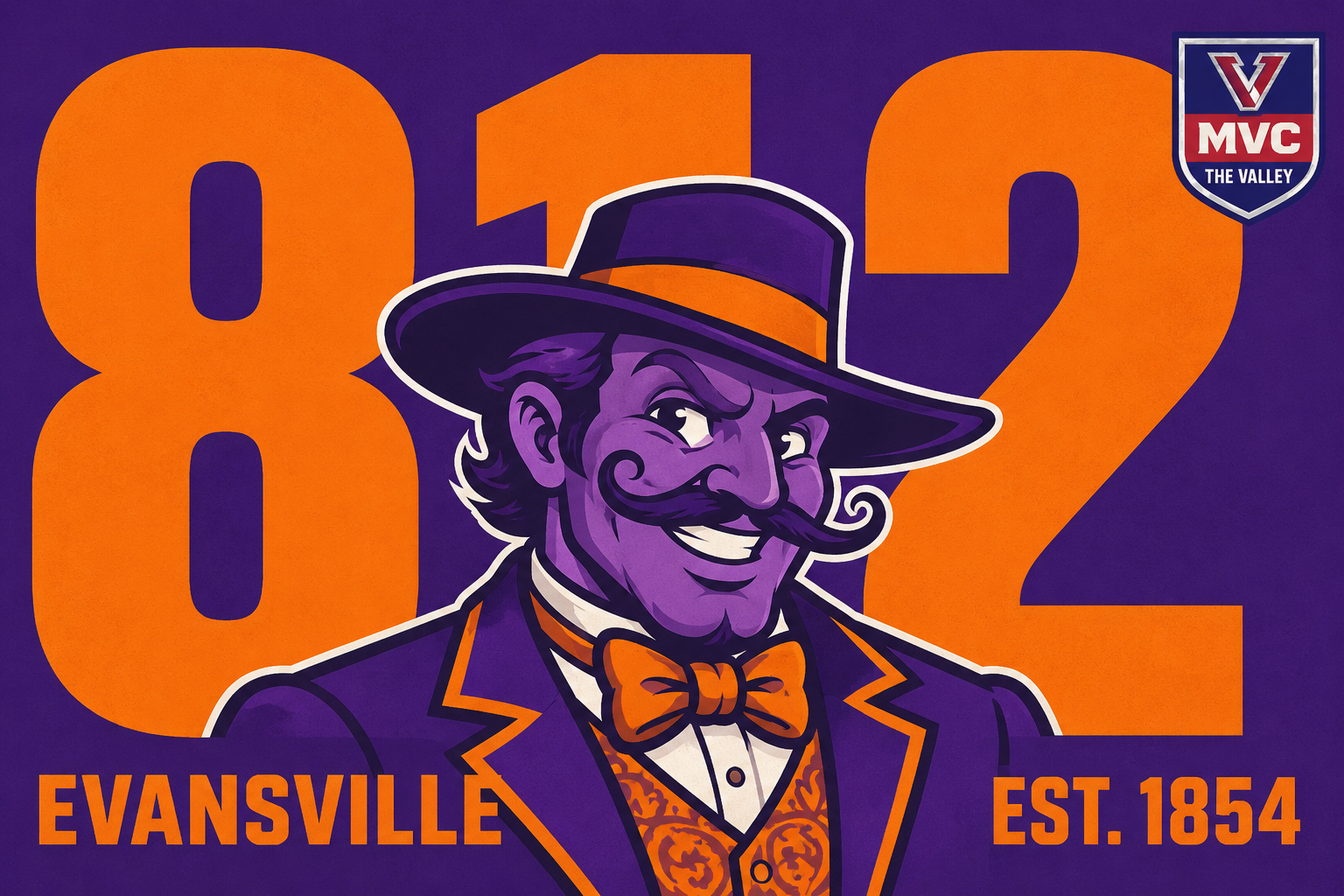 Evansville Purple and Orange Mascot Wall Art