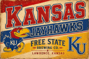 Kansas Jayhawks Free State Brewing Co. Vintage-Style Wall Art
