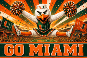 Miami-Themed Eagle Mascot Football Wall Art