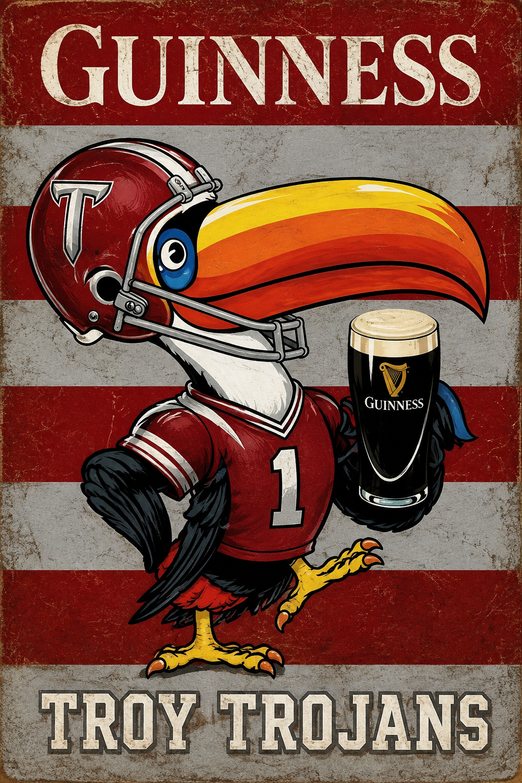 Guinness Troy Trojans Football Bird Wall Art Design