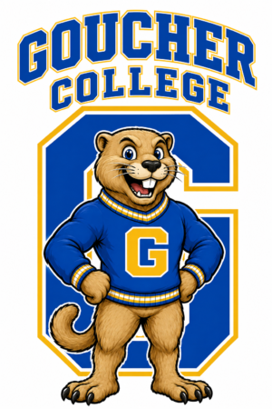 Goucher College Otter Mascot Blue and Gold Wall Art