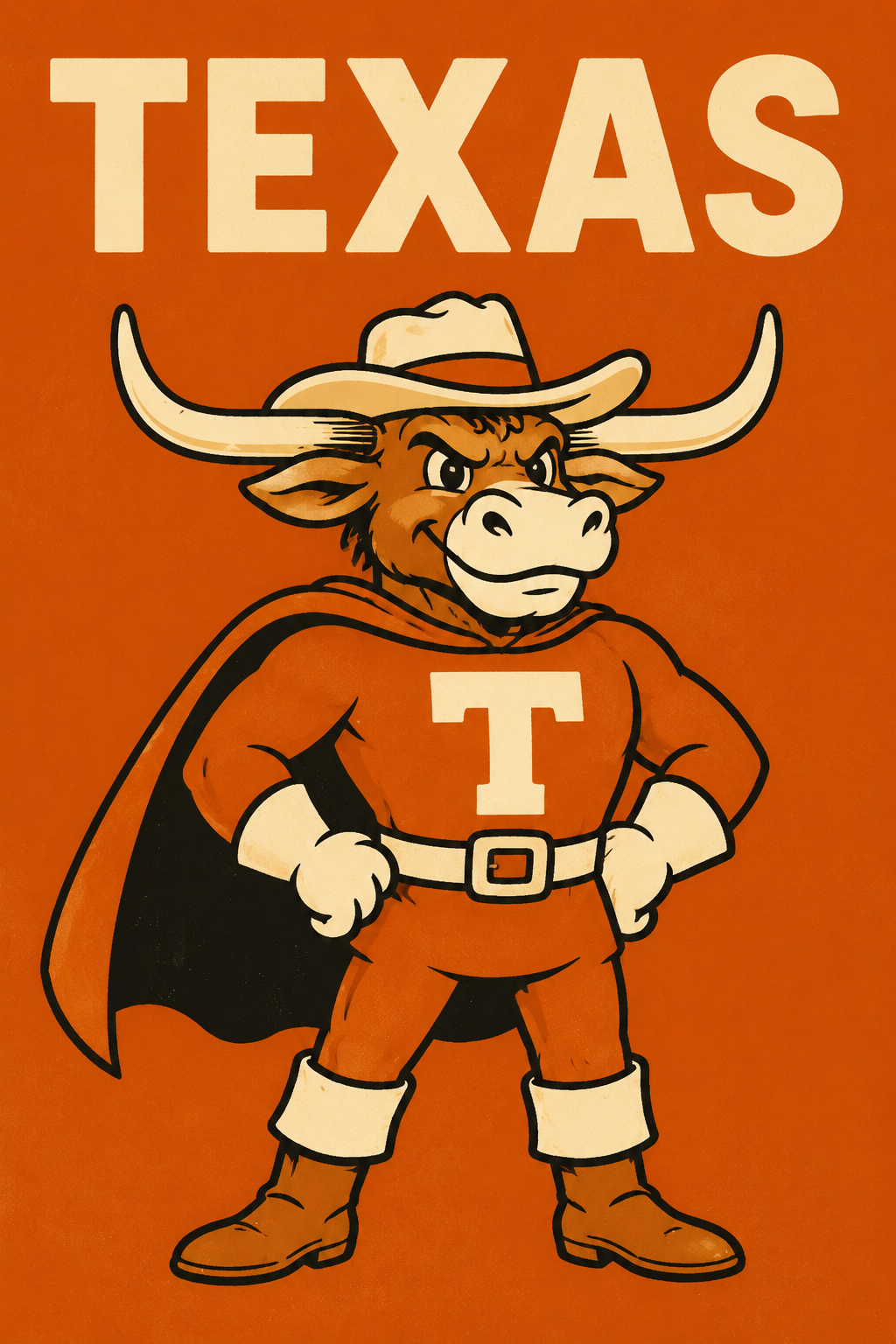 Texas Bull Superhero Graphic Wall Art