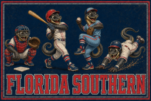 Florida Southern Baseball Alligator Vintage-Style Wall Art