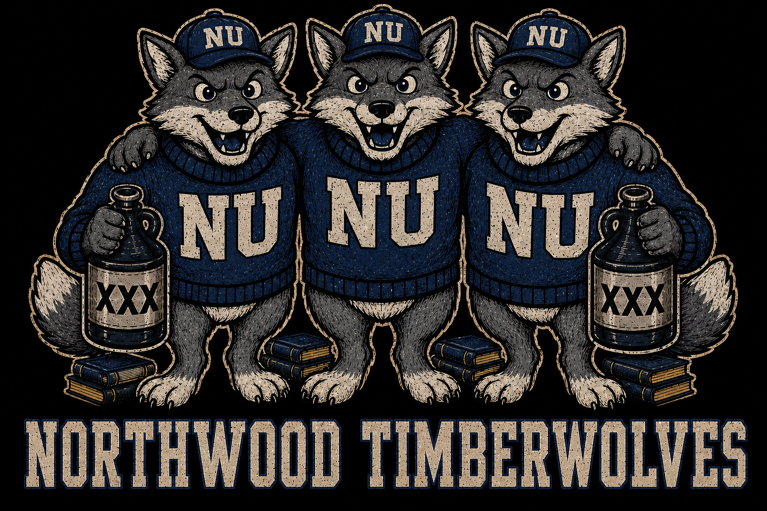 Northwood Timberwolves Three-Wolf Graphic Design