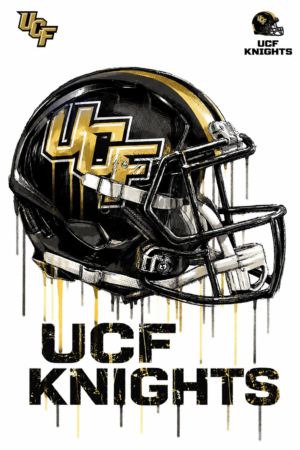 UCF Knights Black and Gold Football Helmet Wall Art