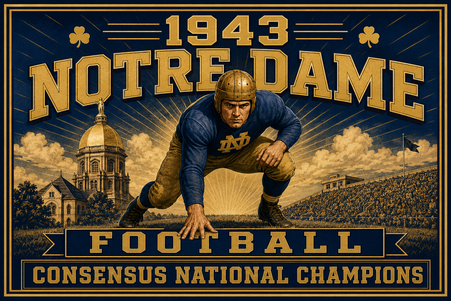 1943 Notre Dame Football Consensus National Champions Wall Art