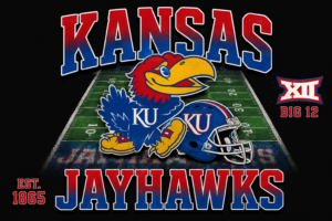 Kansas Jayhawks Football Field Mascot Wall Art Design