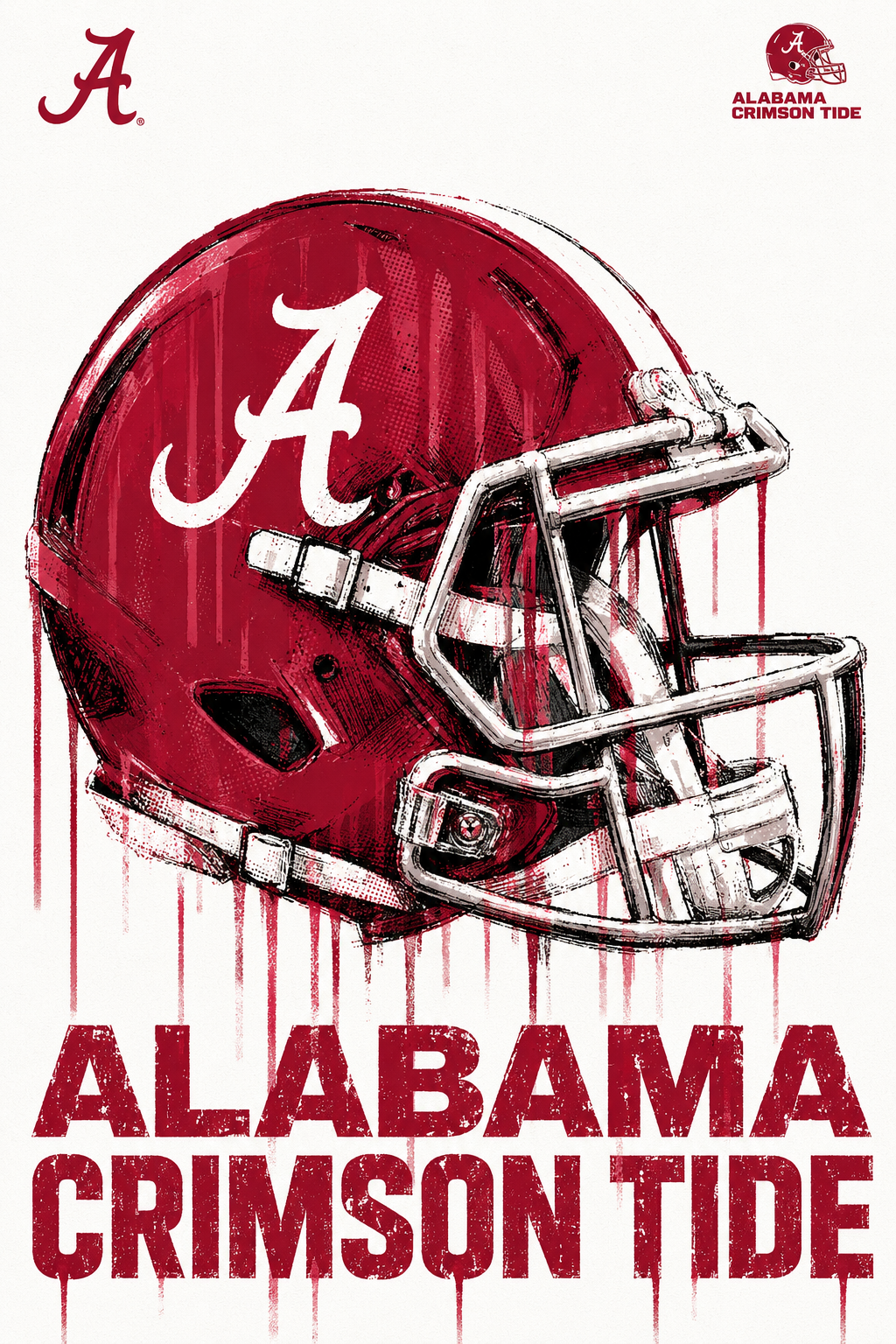 Alabama Crimson Tide Helmet Graphic Wall Art Print