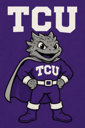 TCU Dragon Superhero Purple Graphic Wall Art