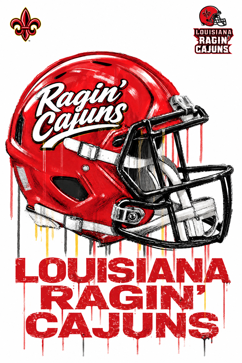 Louisiana Ragin’ Cajuns Red Football Helmet Wall Art