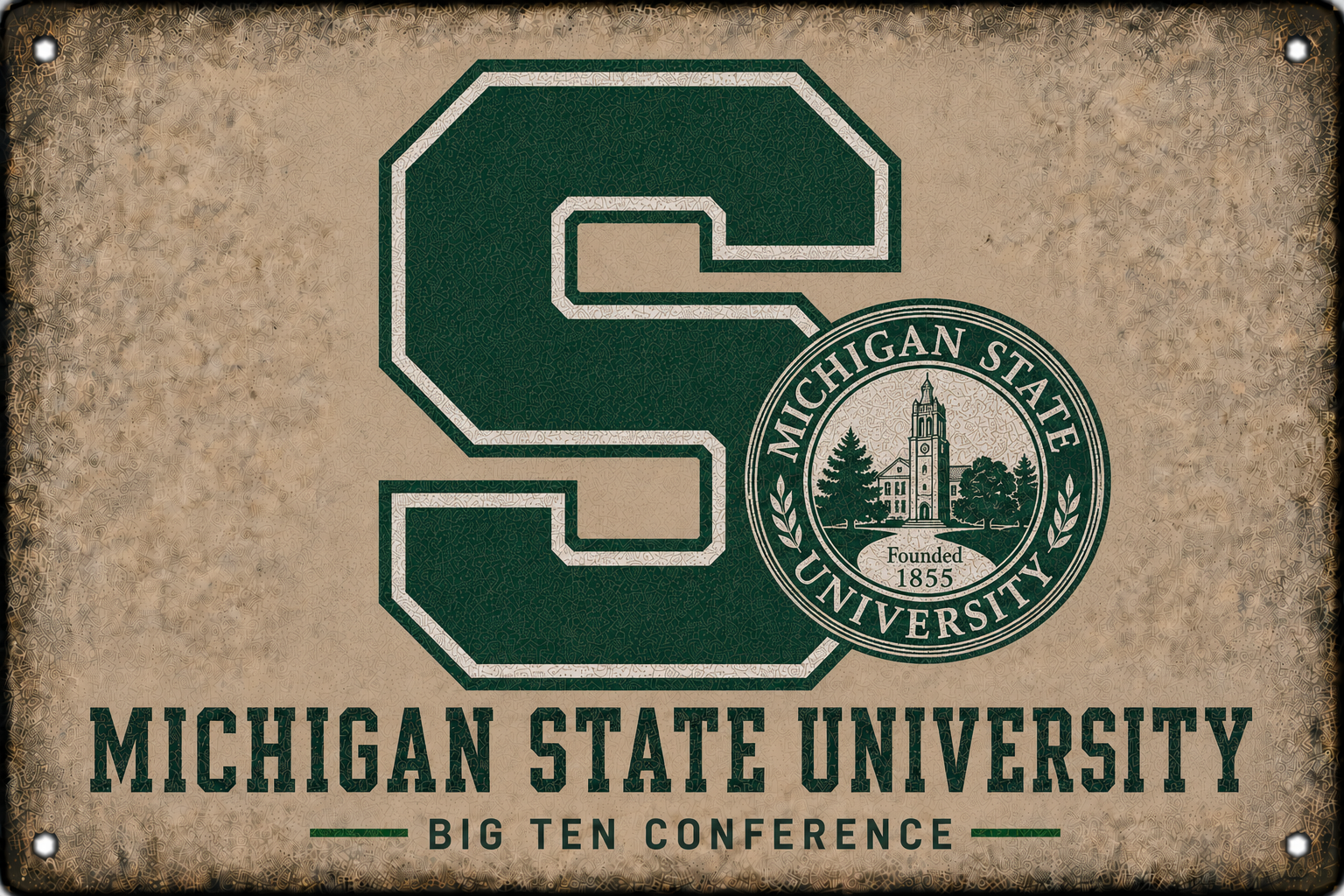 Michigan State University Big Ten Spartan S Wall Sign