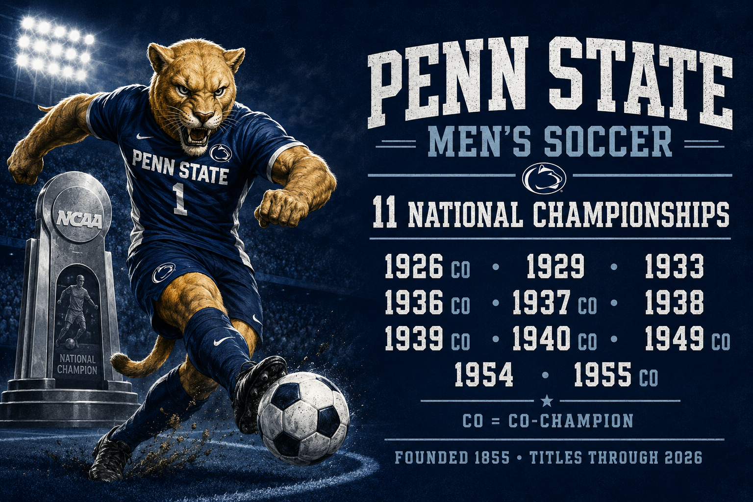 Penn State Men’s Soccer Nittany Lion Championship Wall Art