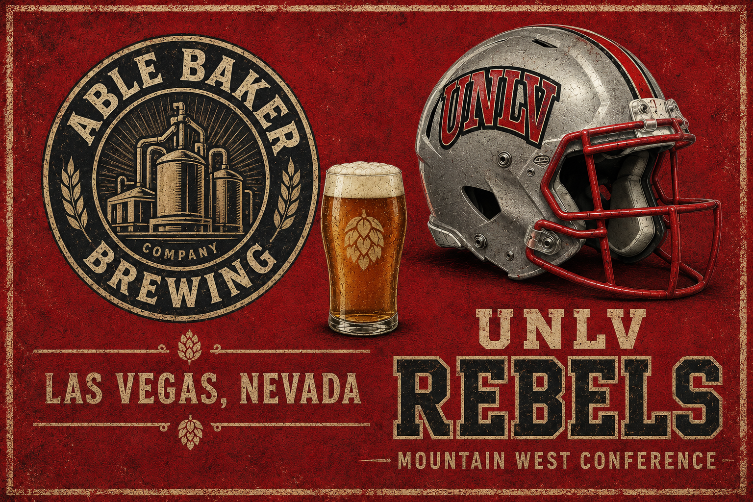 Las Vegas UNLV Rebels Brewery Football Wall Art