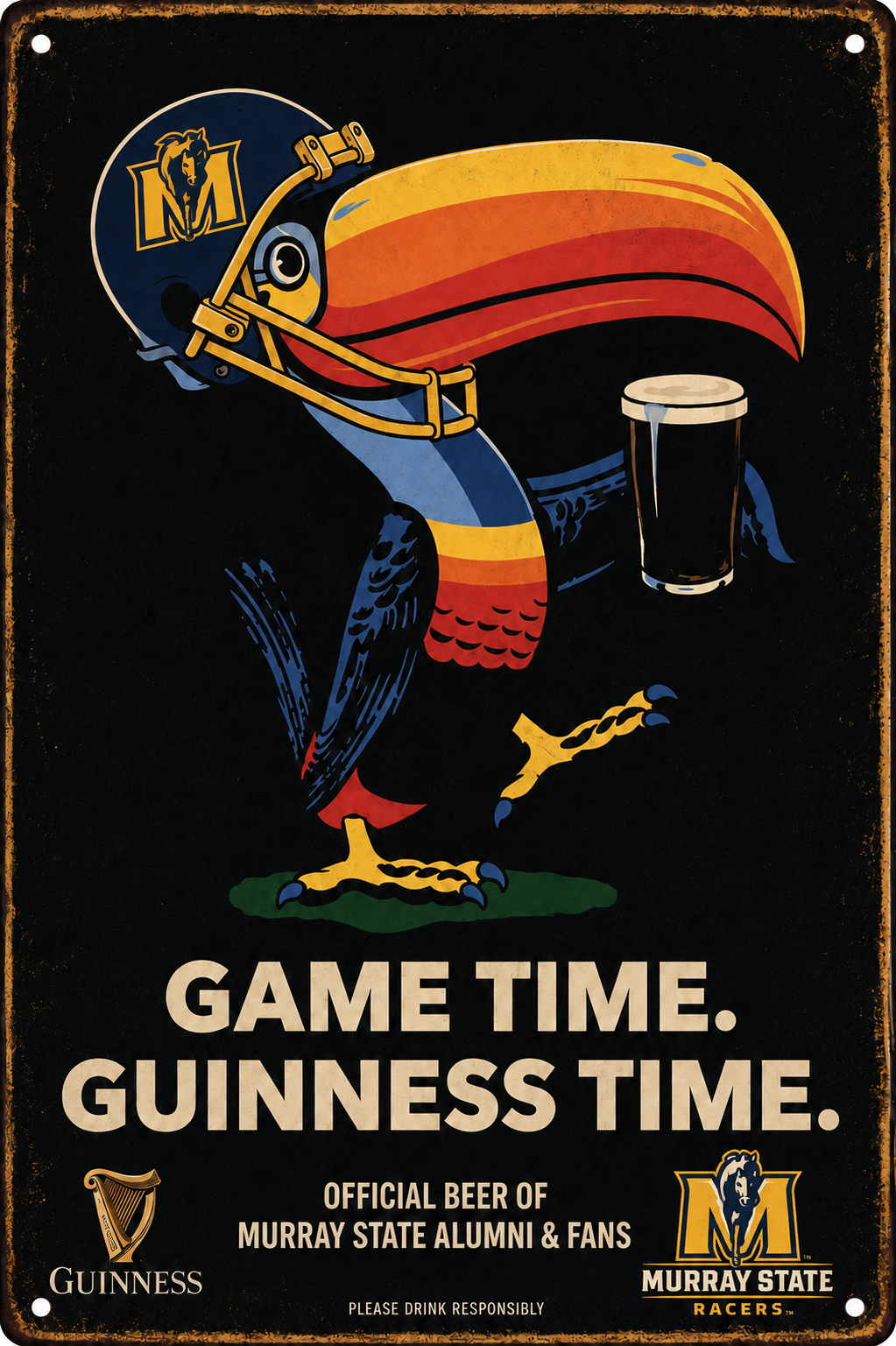 Guinness Murray State Racers Game Time Metal Sign