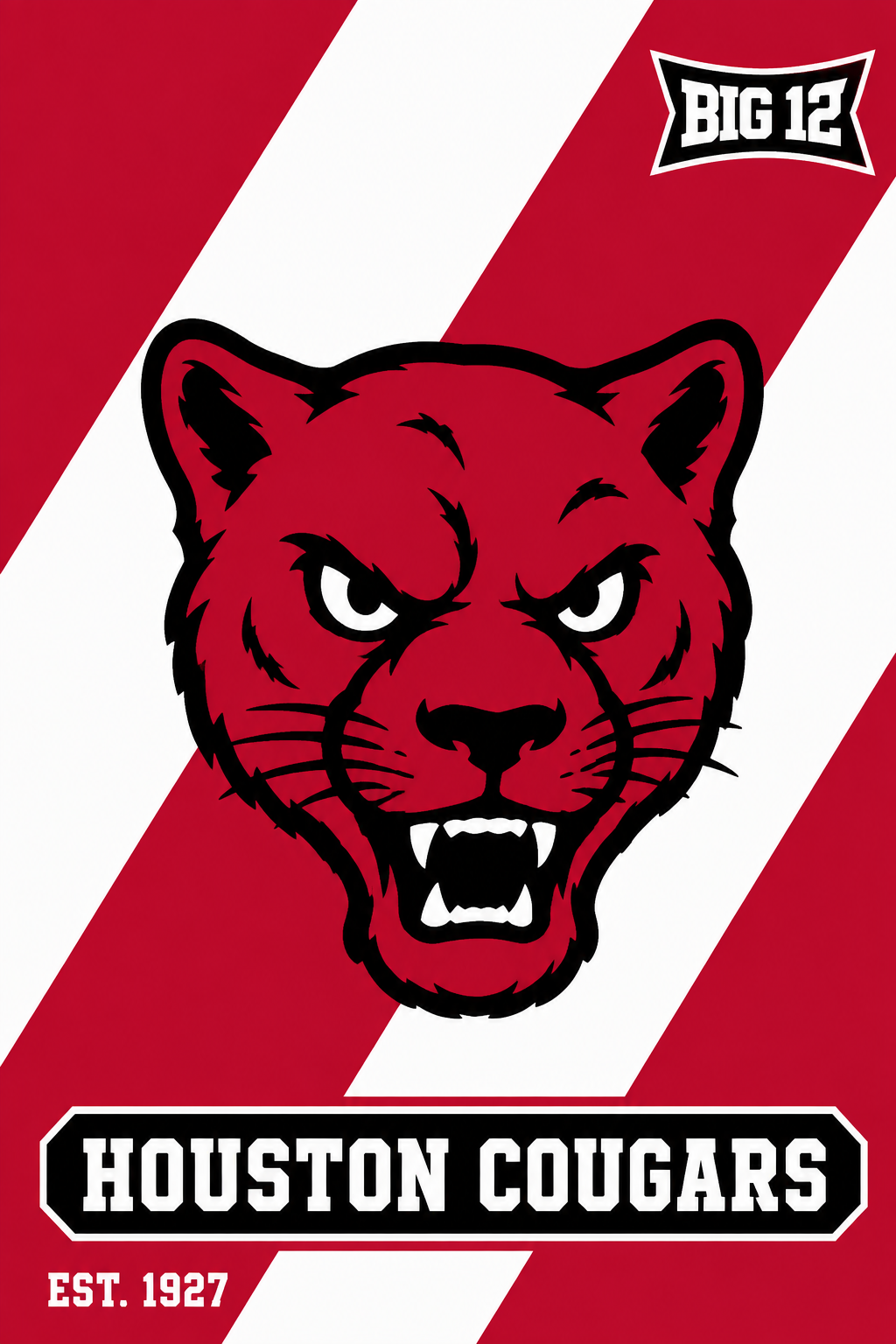 Houston Cougars Red and White Cougar Wall Art