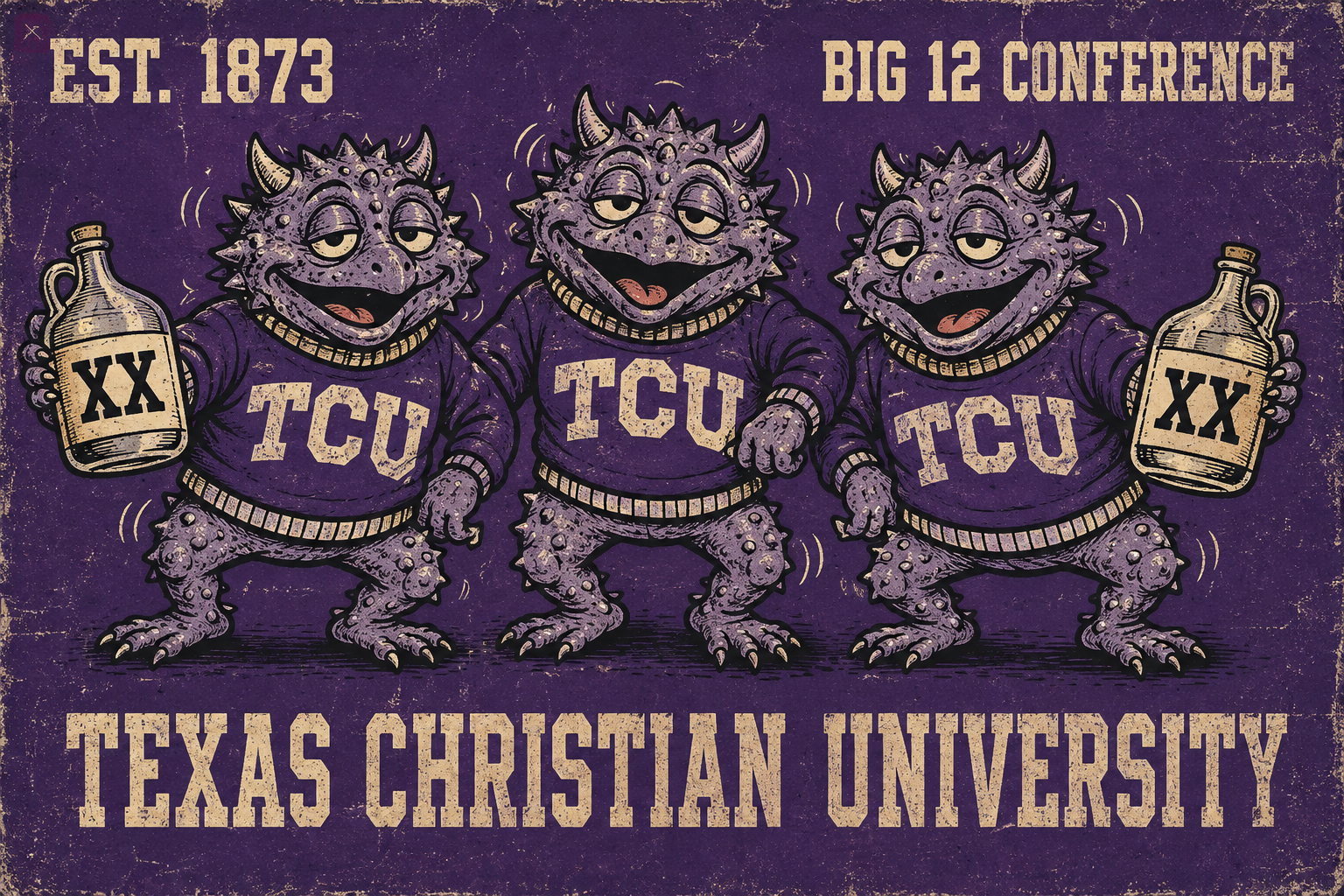 Texas Christian University Horned Frogs Vintage-Style Wall Art