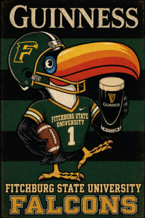 Fitchburg State Falcons Football Guinness Style Graphic