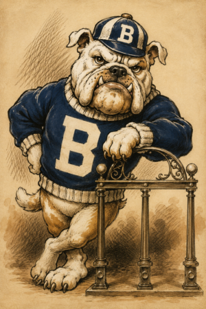 Vintage Bulldog Football Illustration Wall Art