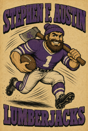 Stephen F. Austin Lumberjacks Football Player Graphic Wall Art