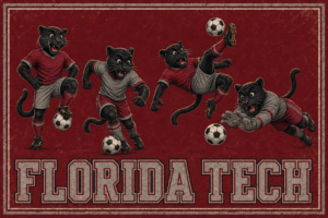 FLORIDA TECH Soccer Cats Vintage-Style Wall Art