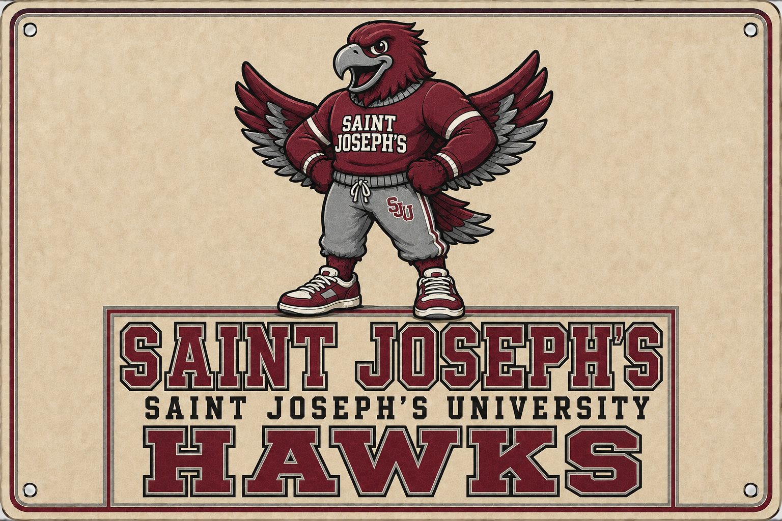 Saint Joseph’s Hawks Maroon Hawk Wall Sign