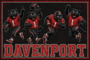 Davenport Panthers Football Vintage-Style Wall Art Print