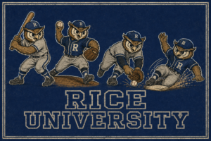 Vintage-Style Rice University Owl Baseball Wall Art