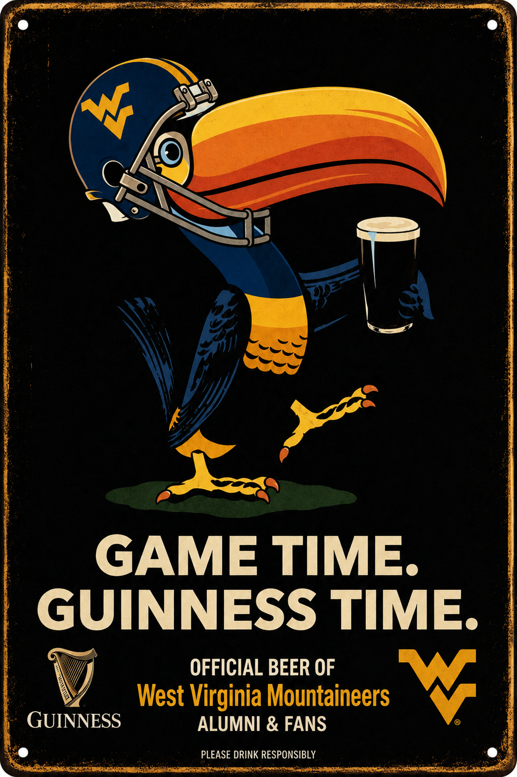 Game Time Guinness Time West Virginia Mountaineers Sign