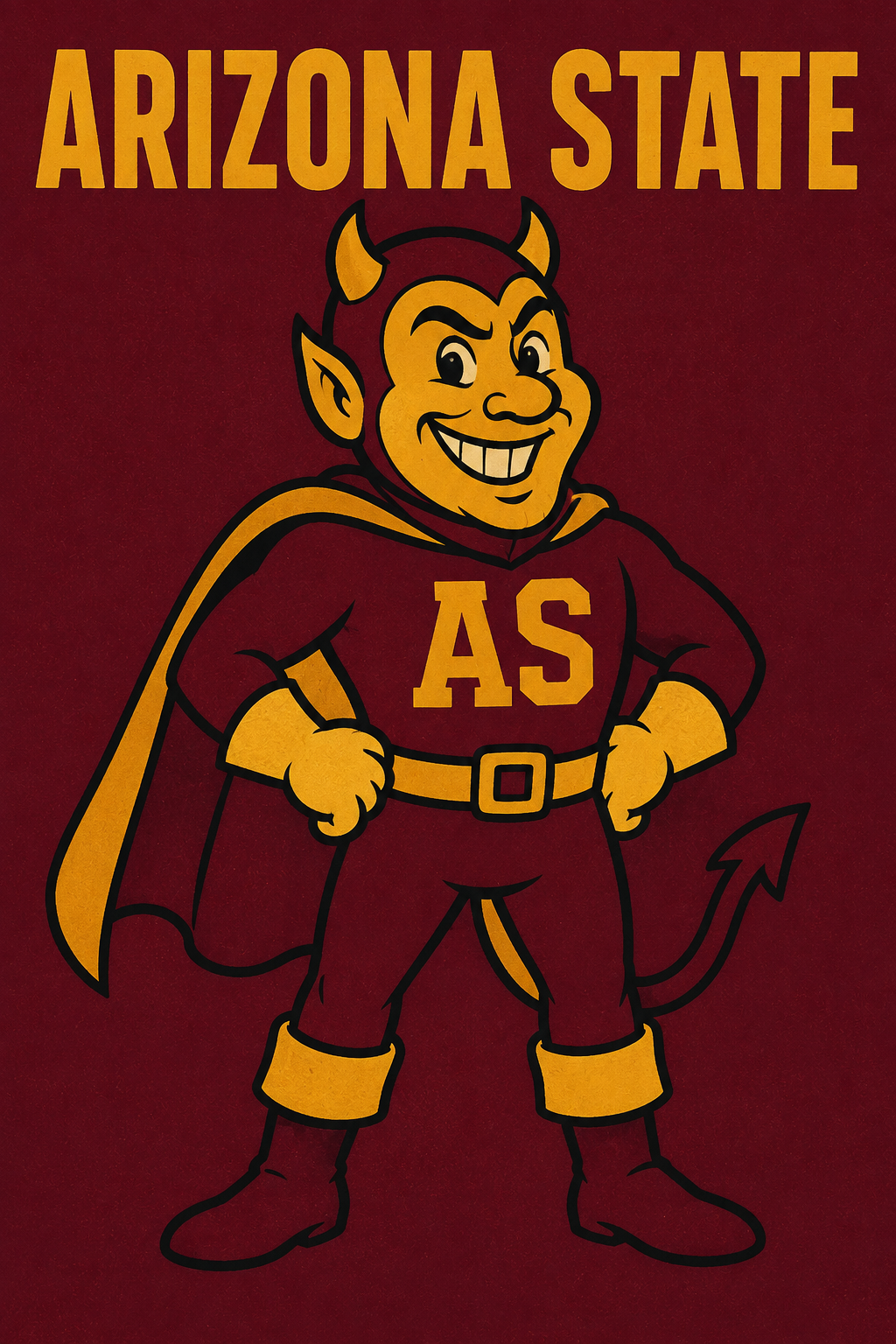 Arizona State Devil Mascot Maroon and Gold Wall Art