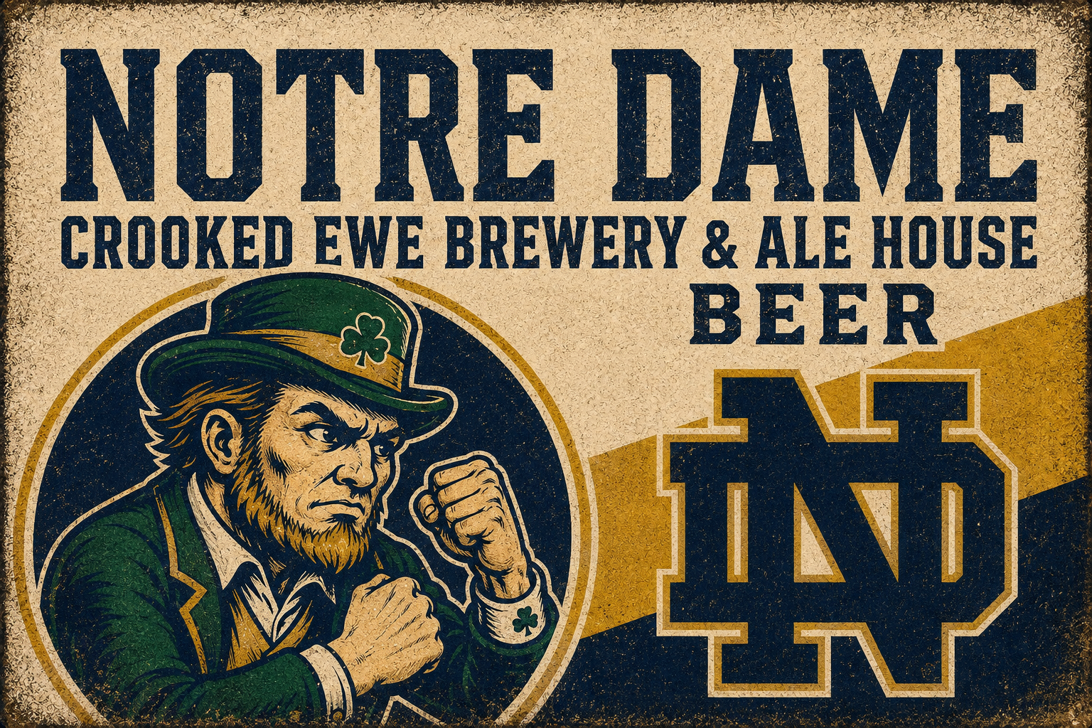 Notre Dame-Inspired Crooked Ewe Brewery Beer Wall Sign