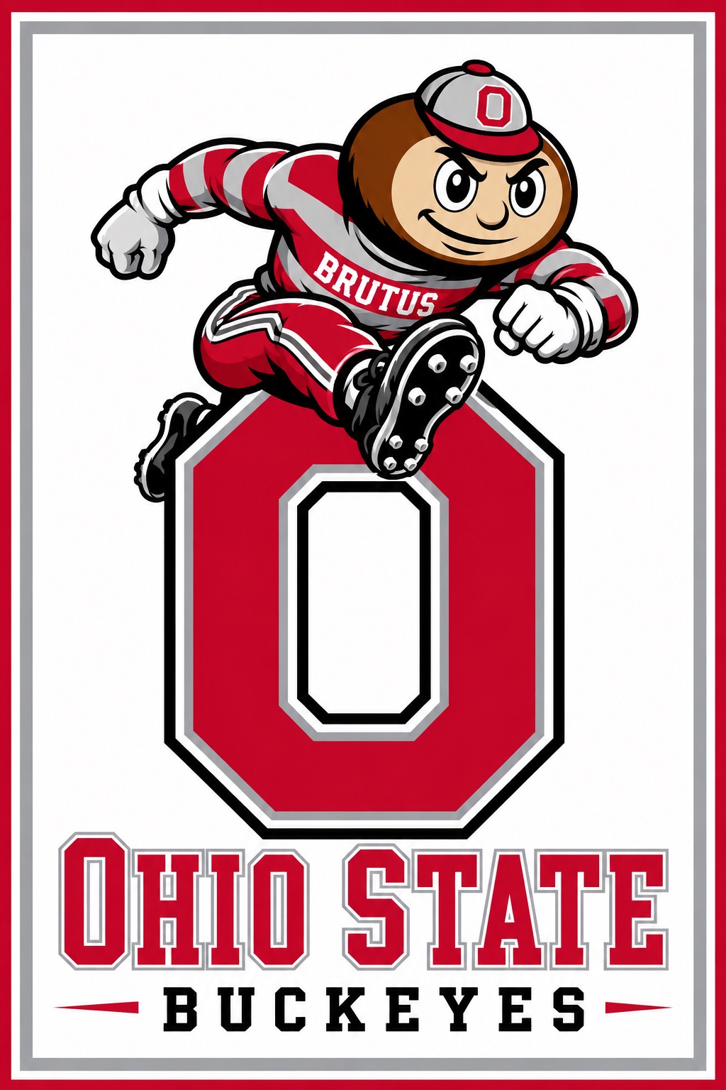 Ohio State Buckeyes Brutus Cartoon Football Poster