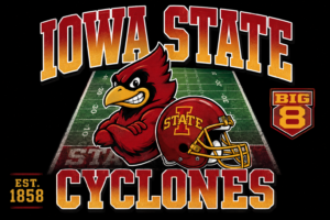 Iowa State Cyclones Cardinal and Gold Football Graphic