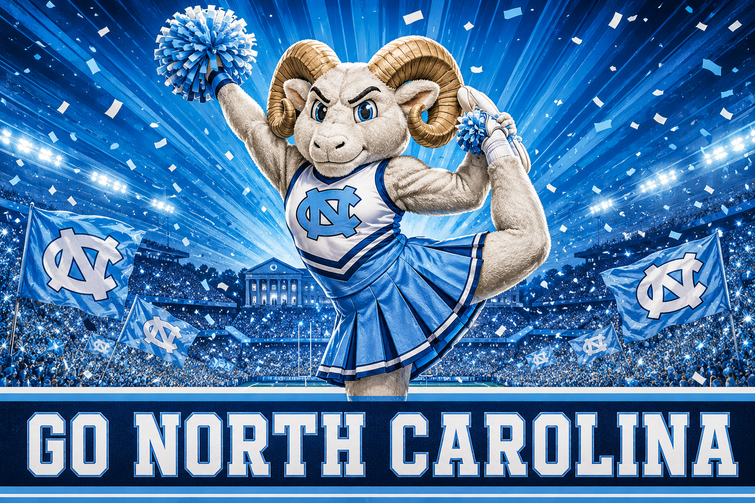 Go North Carolina Ram Cheerleader Stadium Wall Art