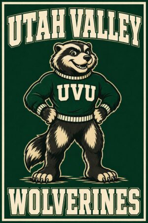 Utah Valley Wolverines Bear Mascot Printed Wall Art