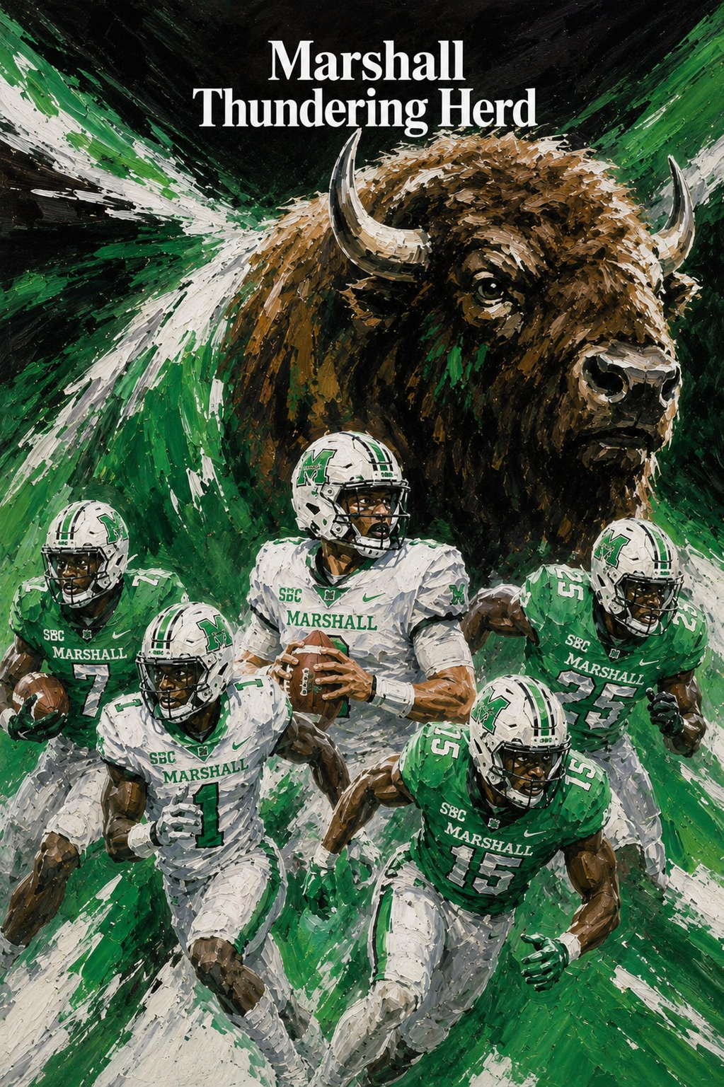 Marshall Thundering Herd Football Buffalo Art Print