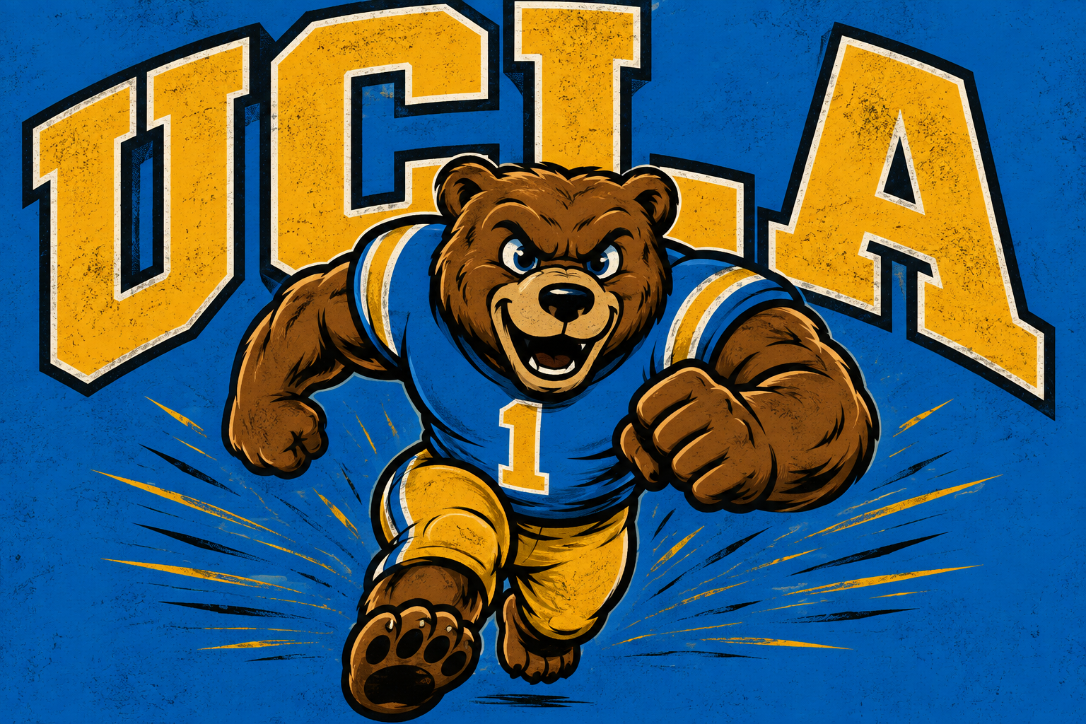 Blue and Gold Bear UCLA-Inspired Graphic Wall Art