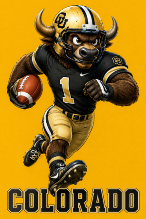 Colorado Buffalo Football Mascot Wall Art Design