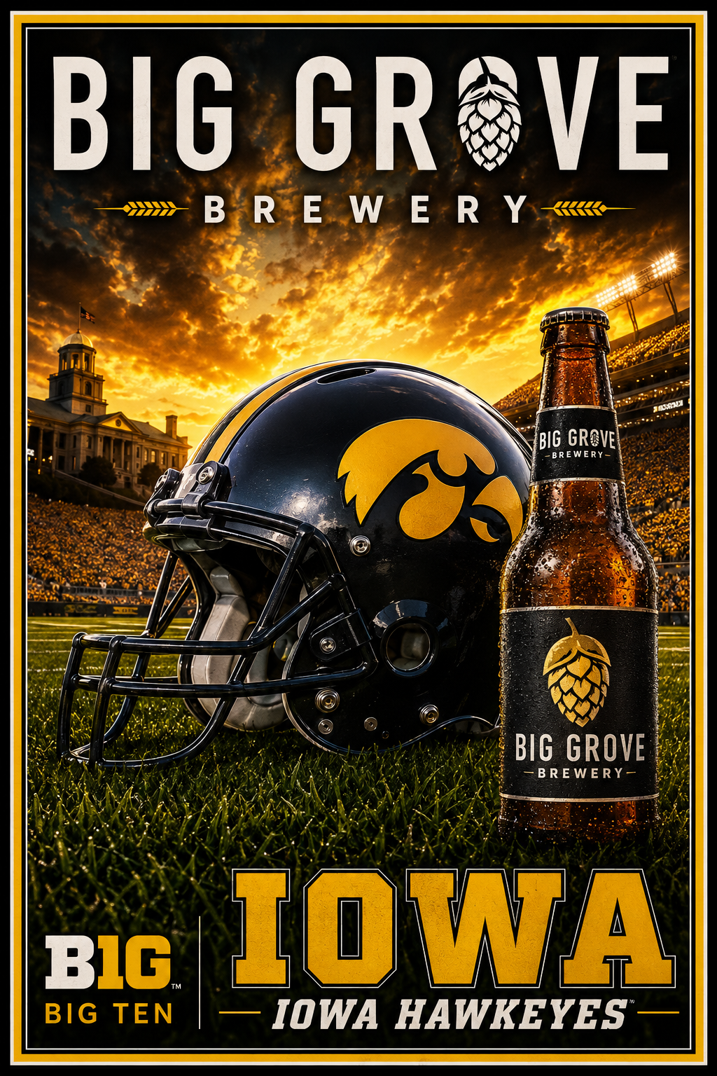 Big Grove Brewery Iowa Football Themed Wall Art Print