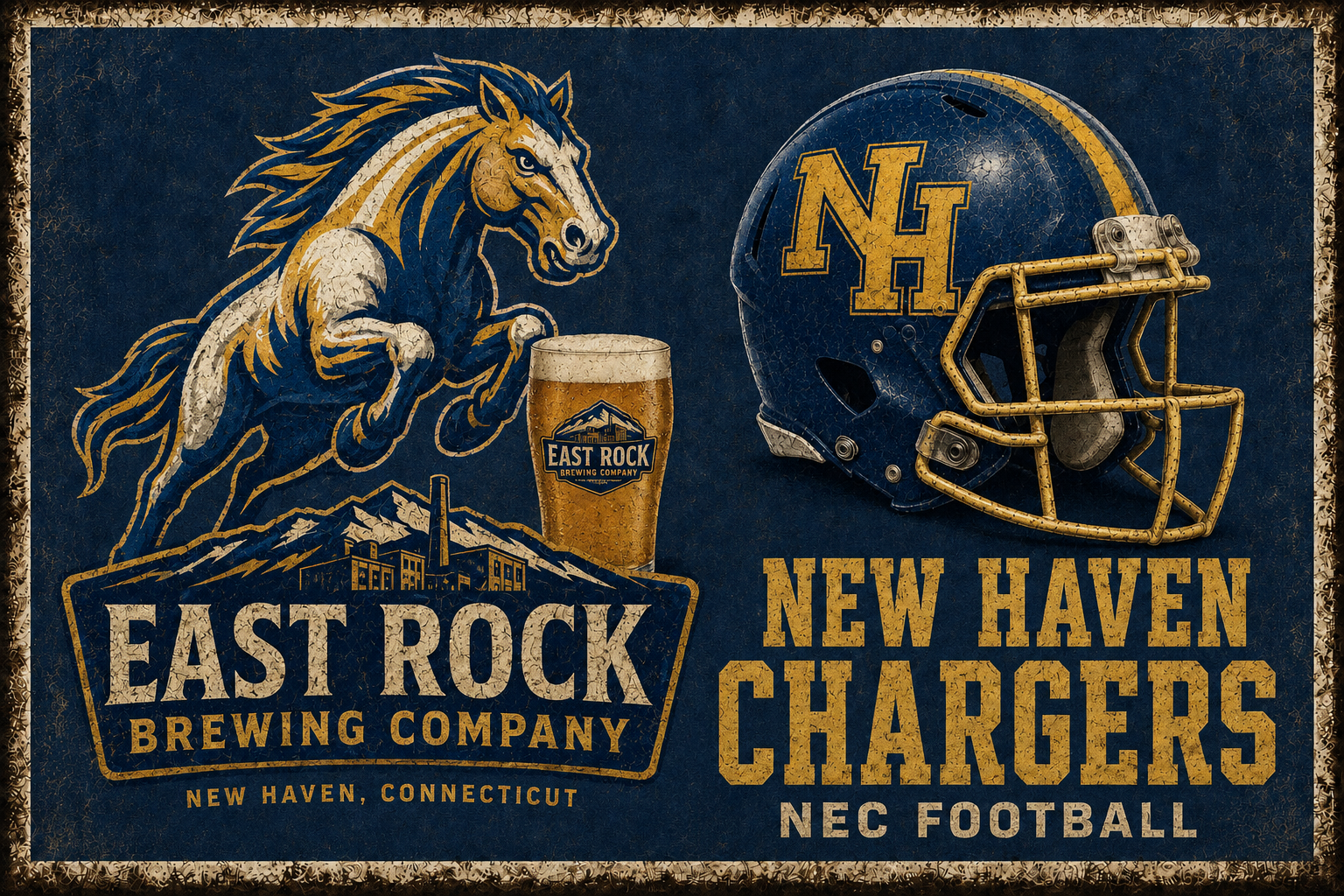New Haven Chargers Horse Helmet Brewing Co. Wall Art