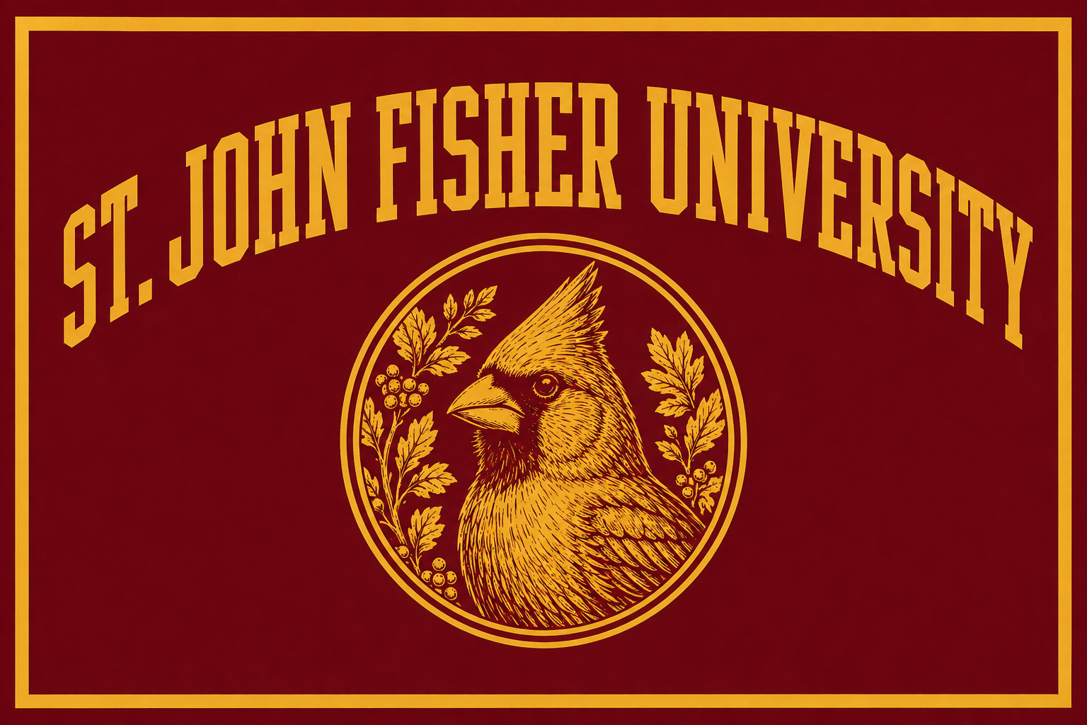 St. John Fisher University Cardinal Burgundy Gold Wall Art