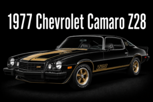 1977 Chevrolet Camaro Z28 Black and Gold Automotive Wall Art